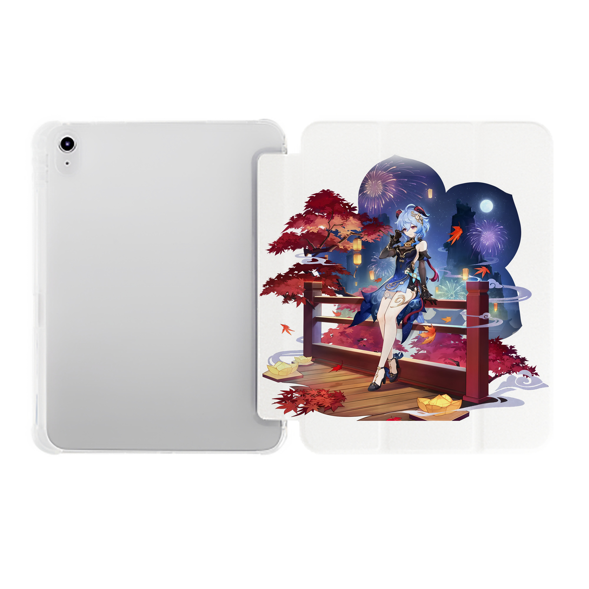 げんし神 甘雨 かんう genshin Ganyu IPad ケース ペン収納付き 三つ折りスタンド PUレザー×シリコン 対応機種9.5/10.5/10.9インチ